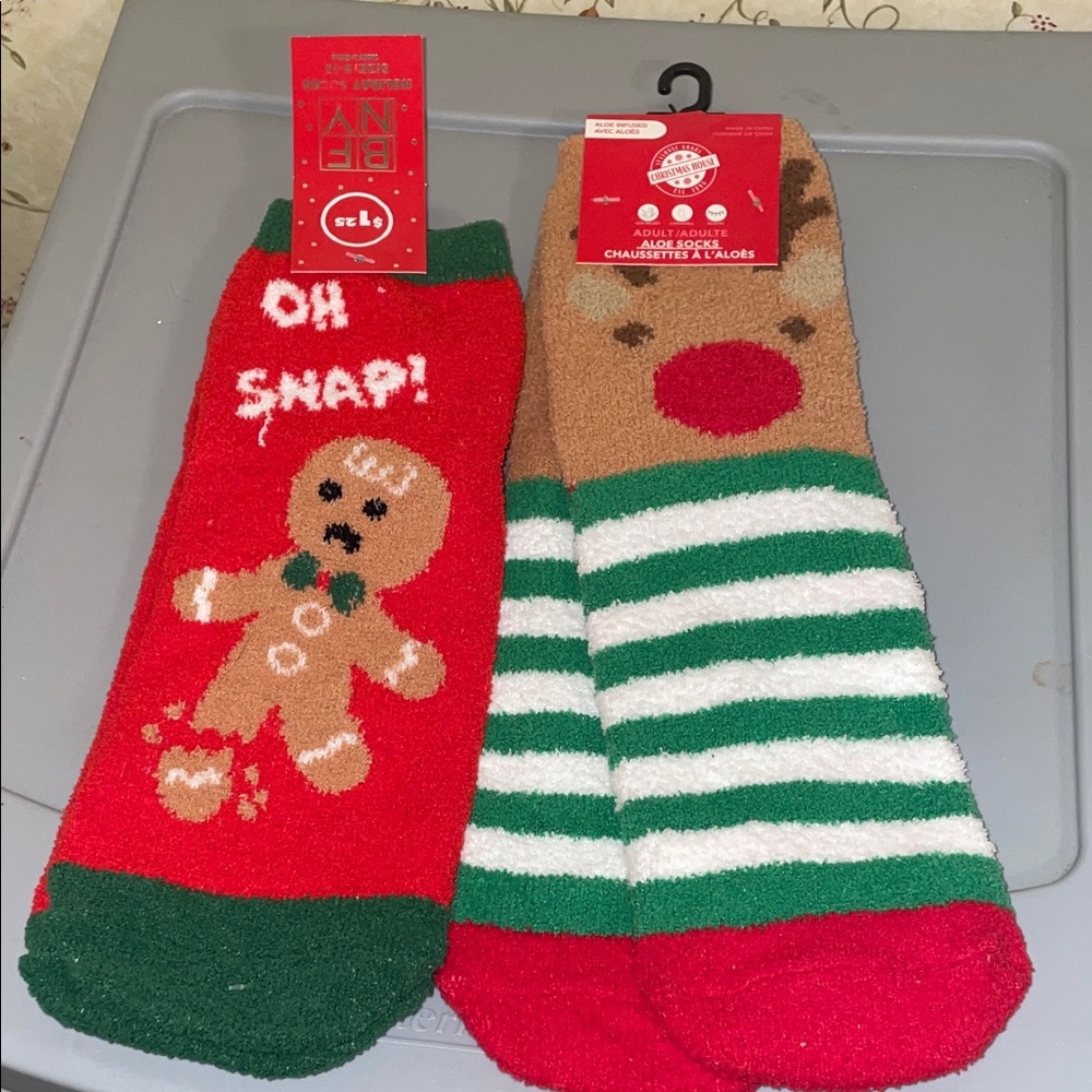 Festive Gingerbread and Reindeer Socks - Bundle Only